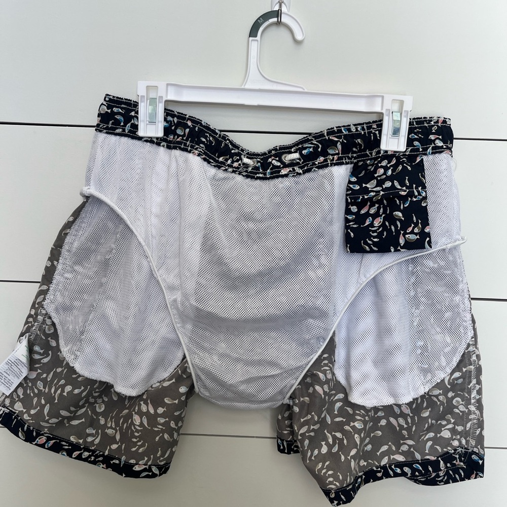 J. Crew Navy Swim Trunks with Colorful Pattern - Picture 7 of 7